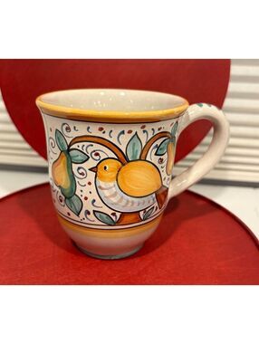 Deruta Hand Painted Italian Ceramic Mug with Fruit Motif